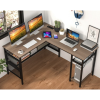 Компьютерный стол Costway Hutch L-образный с зарядным