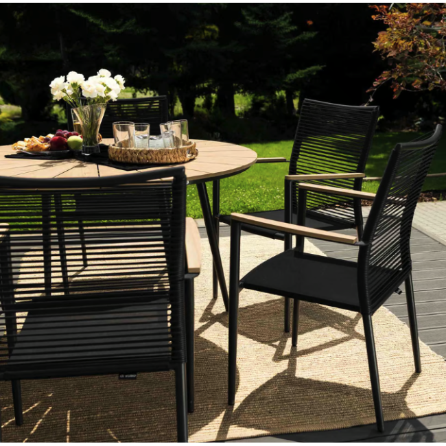 Комплект садових меблів Di Volio Acona 6+1 чорний/бежевий