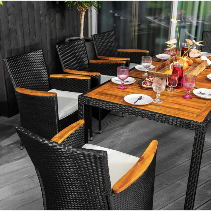 Садові меблі Di Volio VERONA 8+1 чорно-кремові