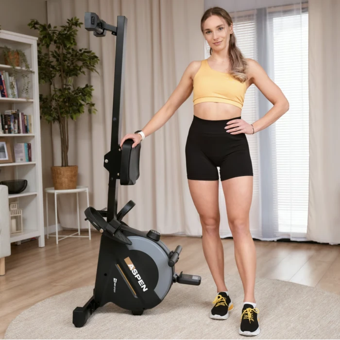 Гребной тренажер Hop-Sport HS-080R Aspen магнитный черно-золотистый