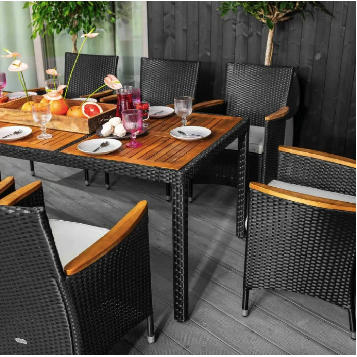 Садові меблі Di Volio VERONA 8+1 чорно-кремові