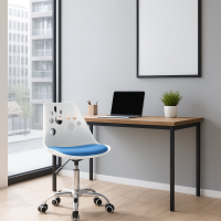 Офисное кресло Leobert Print бело-голубой