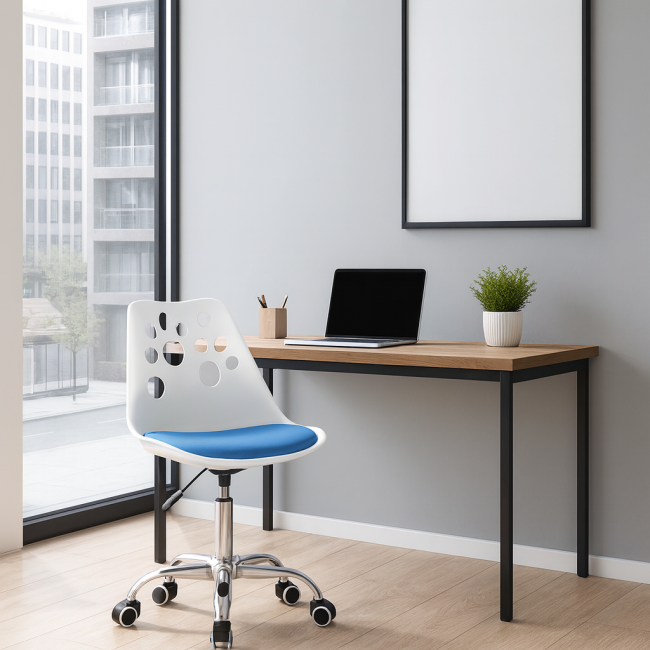 Офісне крісло Leobert Print біло-блакитний