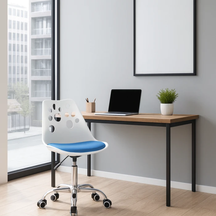 Офісне крісло Leobert Print біло-блакитний