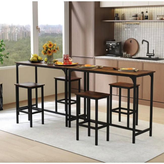 Барный стол и 2 барных стула Costway Hoobro в стиле Loft