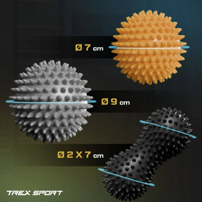 Набор массажных мячей Trex Sport TX-003MSB 3в1 для йоги и фитнеса PVC