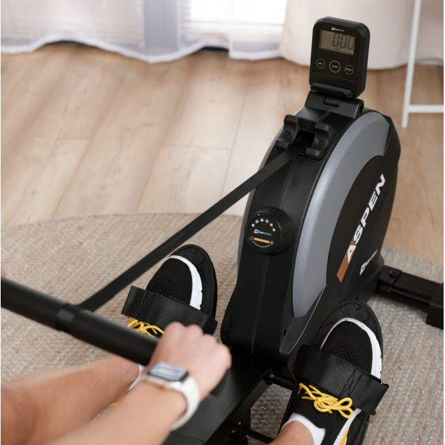 Гребний тренажер Hop-Sport HS-080R Aspen магнітний чорно-золотистий