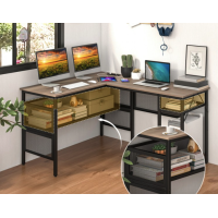 Компьютерный стол Costway Hutch L-образный с зарядным