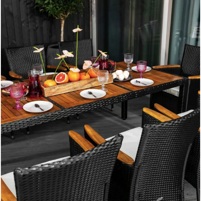 Садові меблі Di Volio VERONA 8+1 чорно-кремові