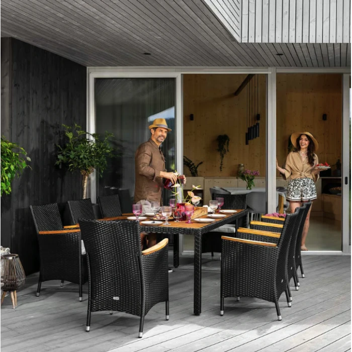 Садові меблі Di Volio VERONA 8+1 чорно-кремові