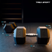 Гантеля шестигранная прорезиненная TX-175RD Trex Sport 17,5кг