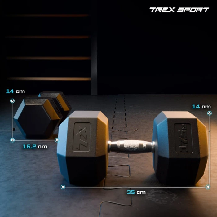 Гантеля шестигранная прорезиненная TX-175RD Trex Sport 17,5кг