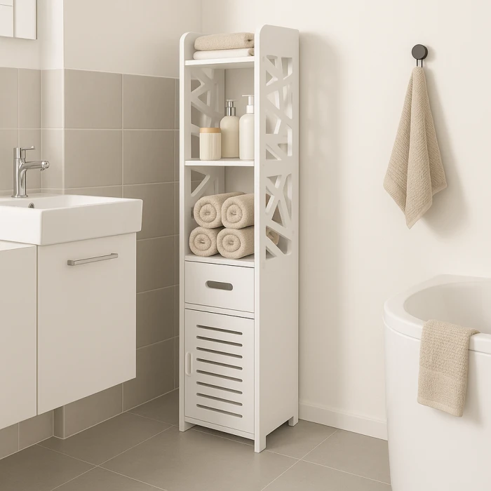 Пенал-шкаф Leobert Cubic для ванны 120см напольный