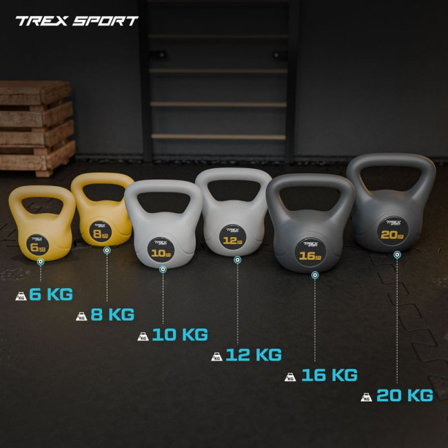 Гиря виниловая 6кг Trex Sport TX-006CKB желтая