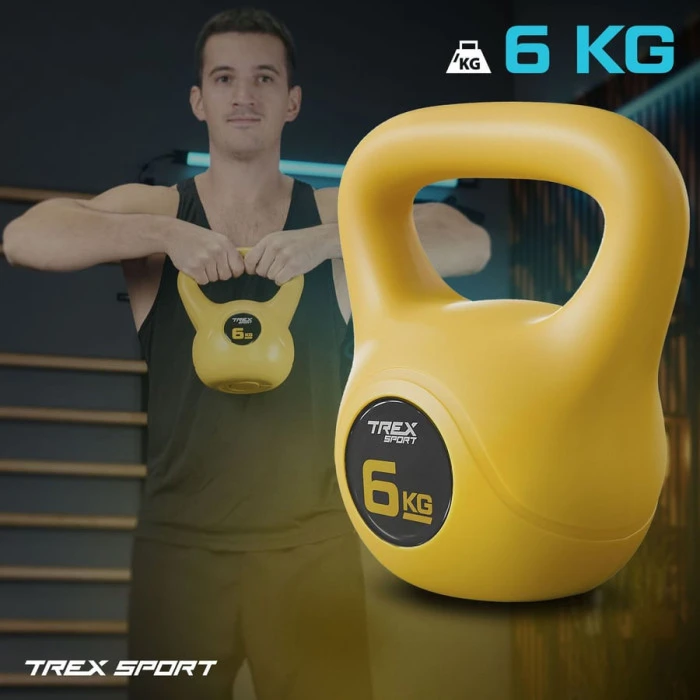Гиря вінілова 6кг Trex Sport TX-006CKB жовта