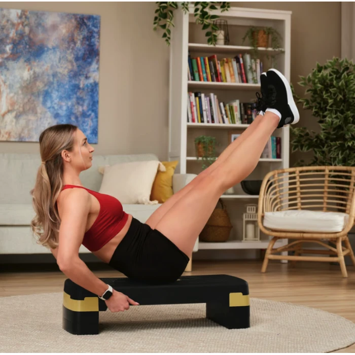 Степ платформа Hop-Sport HS-PP033AS черно-золотая