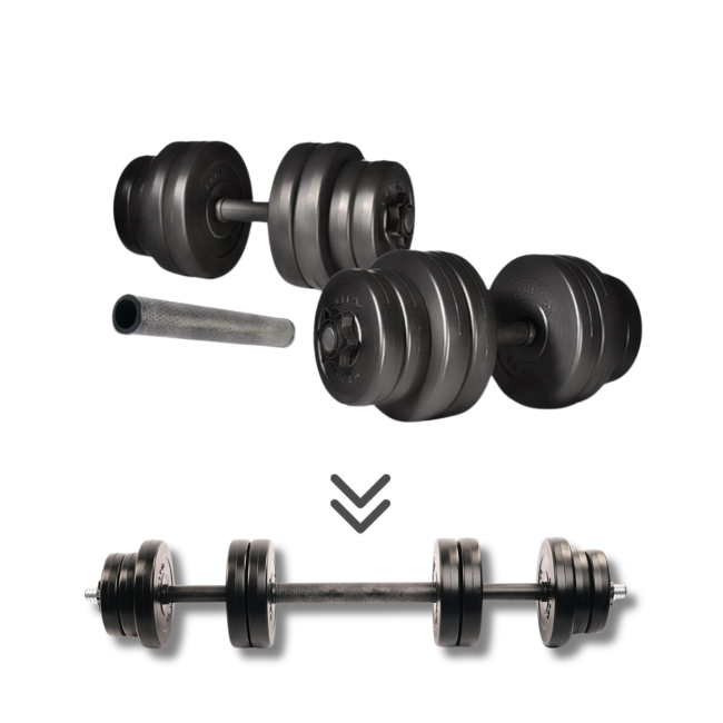 Гантелі Elitum 2х16кг + подовжувач грифа для штанги