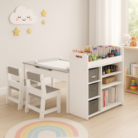 Детский набор Costway Fantastik 3 в 1: стол, 2 стулья, белый мольберт.