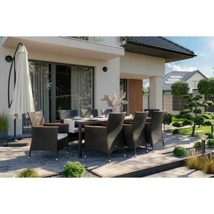 Садові меблі Di Volio VERONA 8+1 чорно-кремові