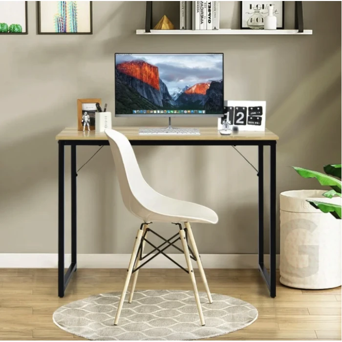 Письмовий стіл Costway Homart із сталевим каркасом натуральний