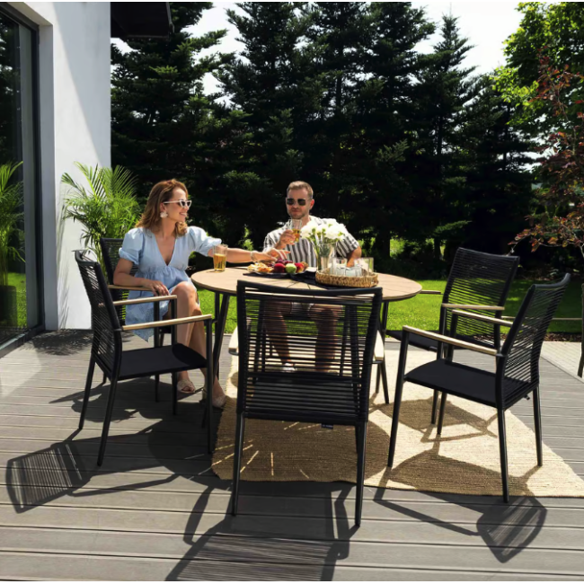 Комплект садових меблів Di Volio Acona 6+1 чорний/бежевий