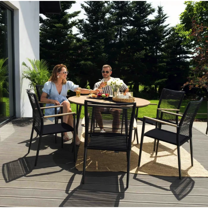 Комплект садових меблів Di Volio Acona 6+1 чорний/бежевий