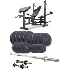 Набор Elitum Titan 89кг со скамьей HS-1075 Pro, штангой и гантелями.