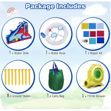 Надувний Аквапарк Costway Slide 6-в-1 з гіркою для скелелазіння (без вентилятора)