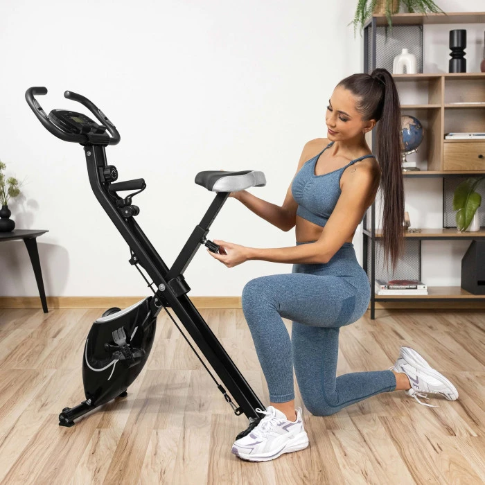 Велотренажер Gymtek FX600 магнитный складной с эспандерами серебряный