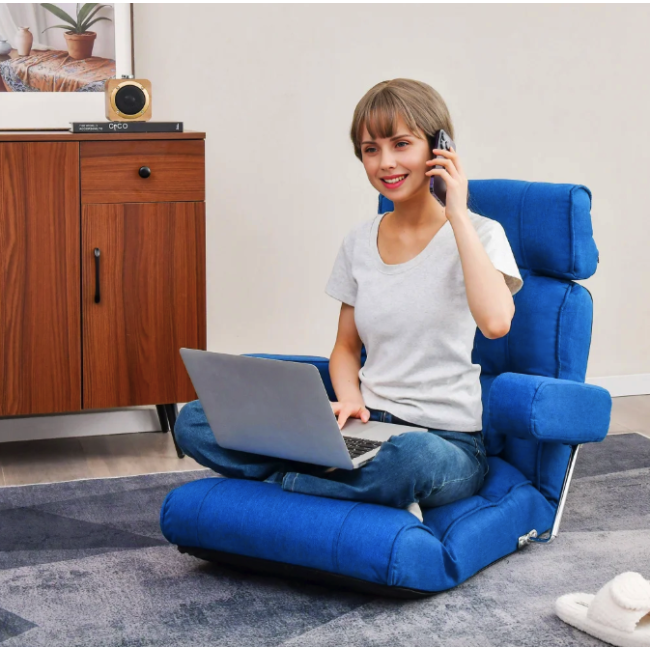 Кресло-диван Costway Mary напольное с подлокотниками синий