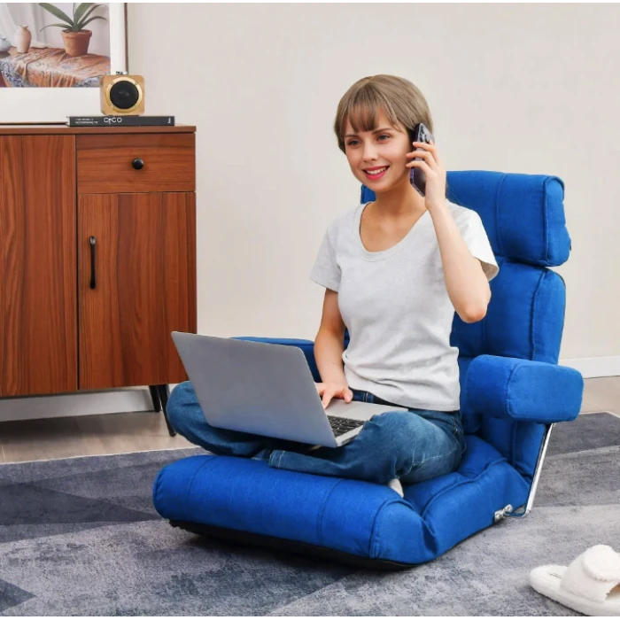 Крісло-диван Costway Mary підлогове з підлокітниками синій