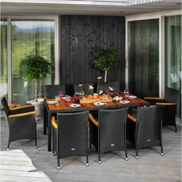 Садові меблі Di Volio VERONA 8+1 чорно-кремові