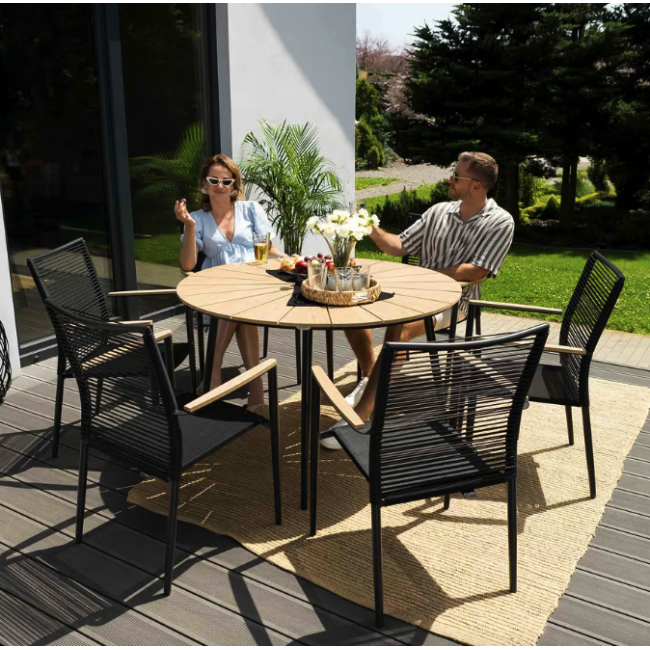 Комплект садових меблів Di Volio Acona 6+1 чорний/бежевий