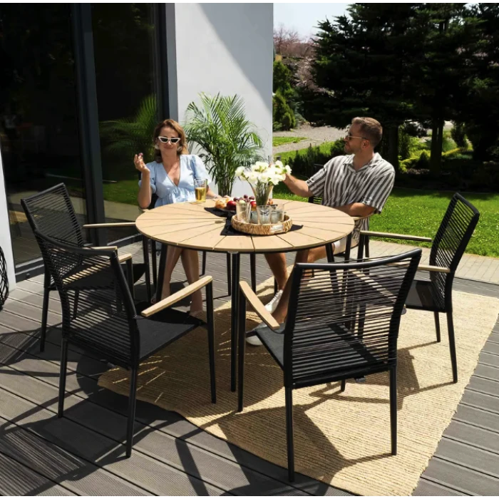 Комплект садових меблів Di Volio Acona 6+1 чорний/бежевий