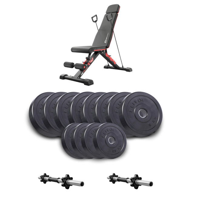 Набор Elitum Titan гантели 2х26кг со скамьей Hop-Sport HS-2080 HB