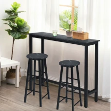 Комплект барних стільців Costway Eugad з підставкою для ніг чорний