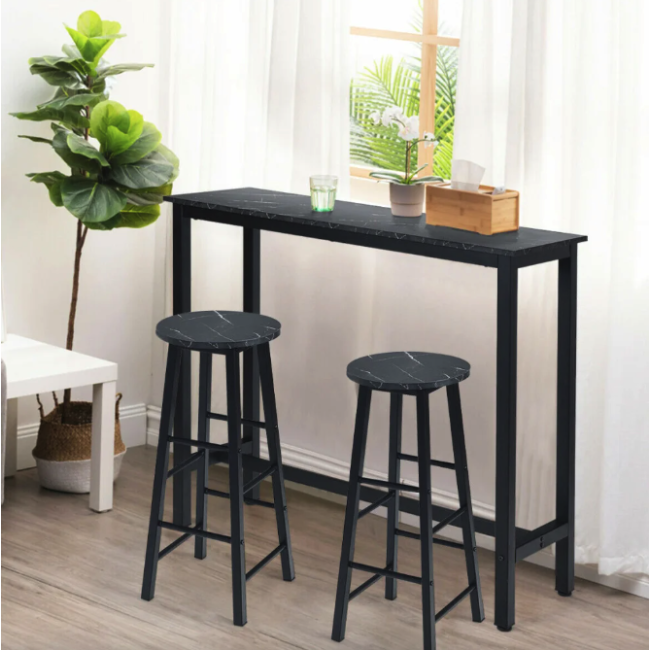 Комплект барних стільців Costway Eugad з підставкою для ніг чорний