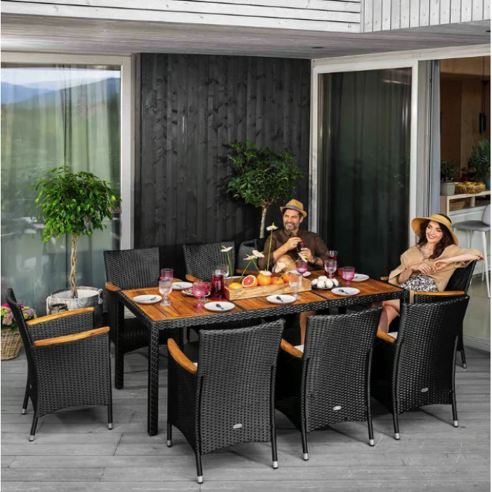 Садові меблі Di Volio VERONA 8+1 чорно-кремові