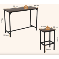 Барный стол и 2 барных стула Costway Hoobro в стиле Loft