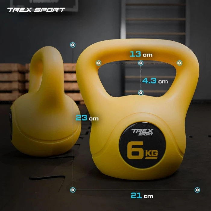 Гиря вінілова 6кг Trex Sport TX-006CKB жовта