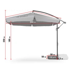 Зонтик садовый Di Volio EMPOLI 350см серый Основа садового зонтика