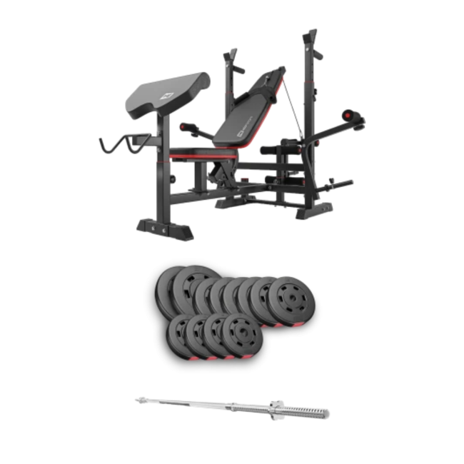 Набір Hop-Sport Premium 69кг з лавою HS-1075 Pro та штангою