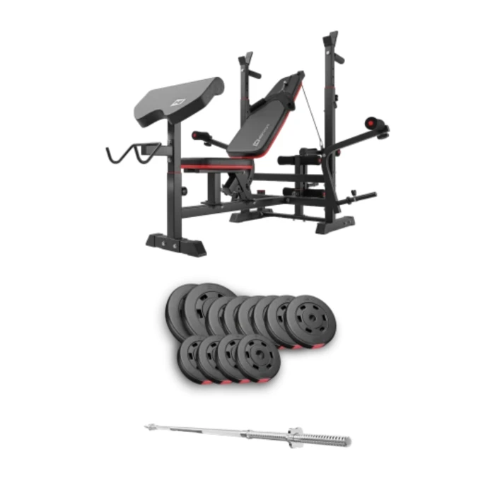 Набір Hop-Sport Premium 69кг з лавою HS-1075 Pro та штангою