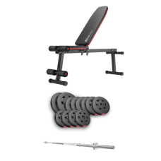 Набор Hop-Sport Premium 69кг со скамьей HS-1010 Pro и штангой