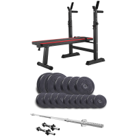 Набір Elitum Titan 68кг з лавою HS-1080, штангою та гантелями