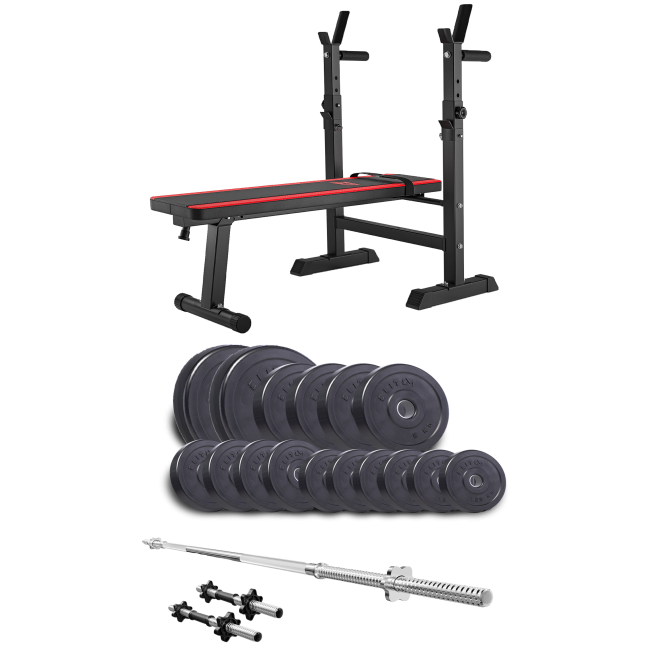 Набір Elitum Titan 68кг з лавою HS-1080, штангою та гантелями