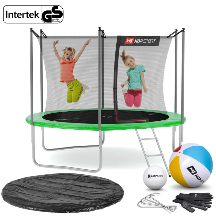 Батут Hop-Sport 10ft (305см) зеленый с внутренней сеткой