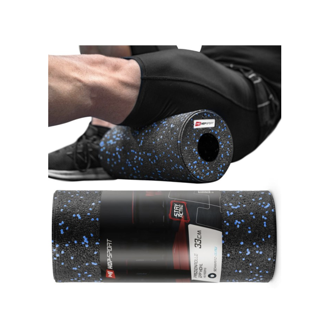 Роллер масажер (валик, ролик) гладкий Hop-Sport EPP 33см HS-P033YG чорно-синій