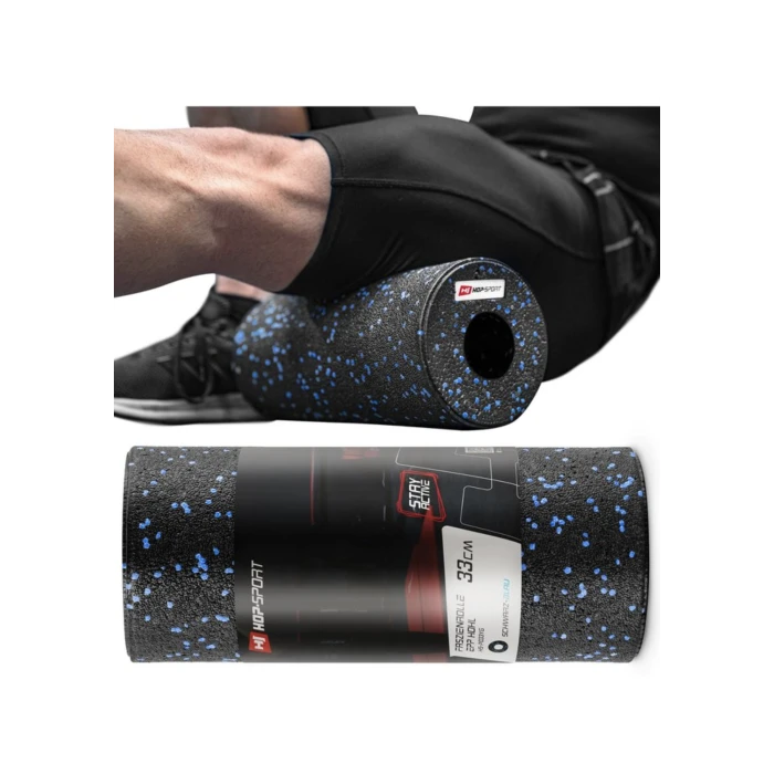 Роллер масажер (валик, ролик) гладкий Hop-Sport EPP 33см HS-P033YG чорно-синій