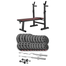 Набір Hop-Sport Premium 105кг з лавою HS-1080, штангами та гантелями